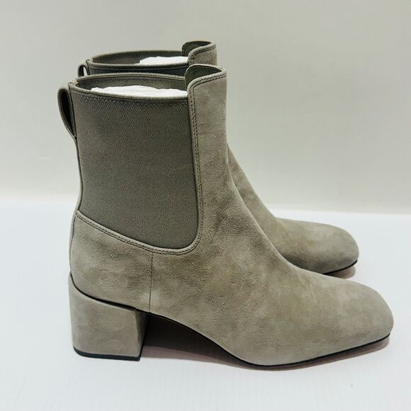 Vince Women Kimmy Heel Ankle Boots 9M Booties Hazel Stone Suede Square Toe Block - Picture 7 of 16